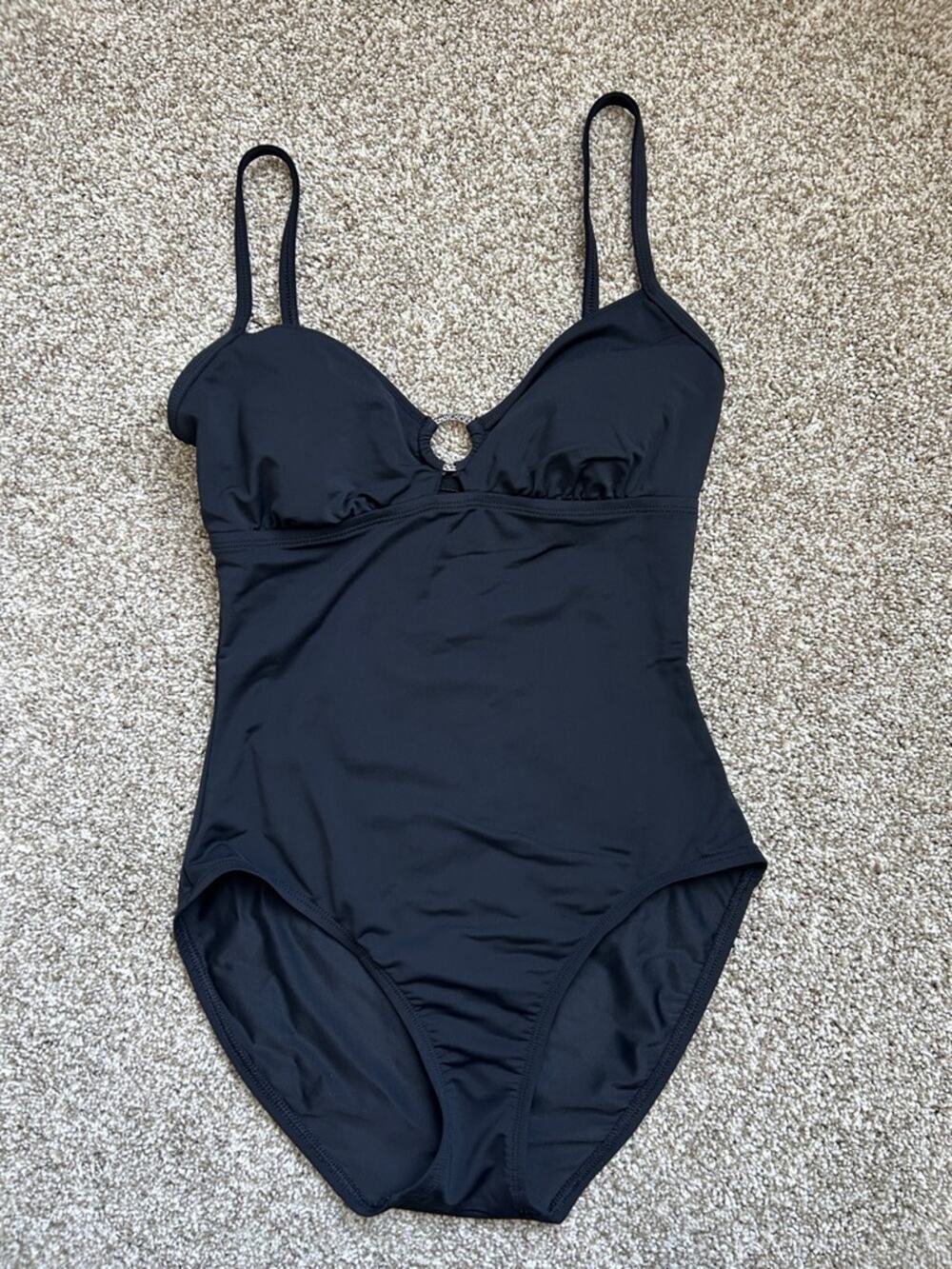 Merona Classic Black One-Piece Swimsuit with Ring Detail - Women's Medium